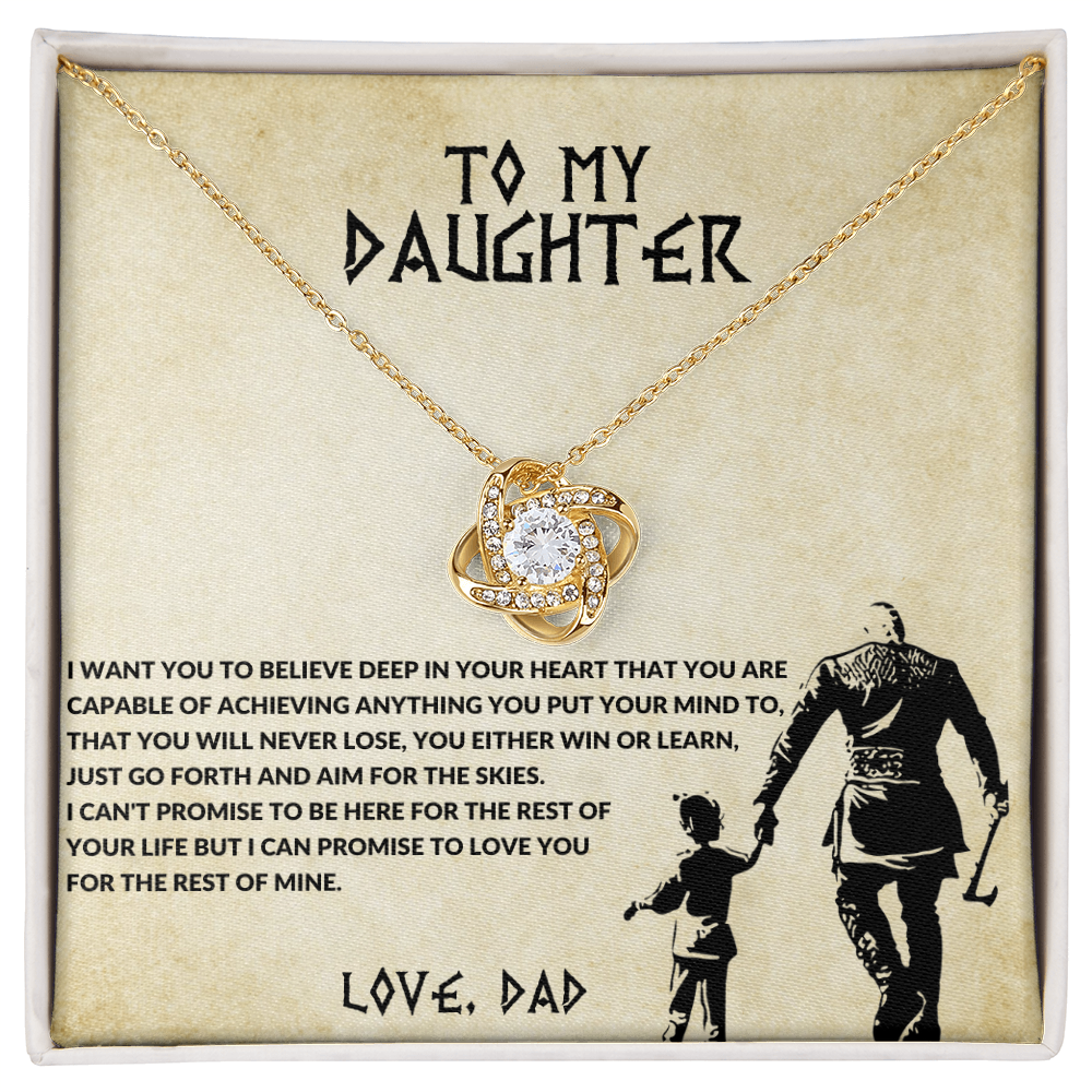 To My Daughter - Win or Learn Viking Dad Love Knot Necklace - Gift from Dad