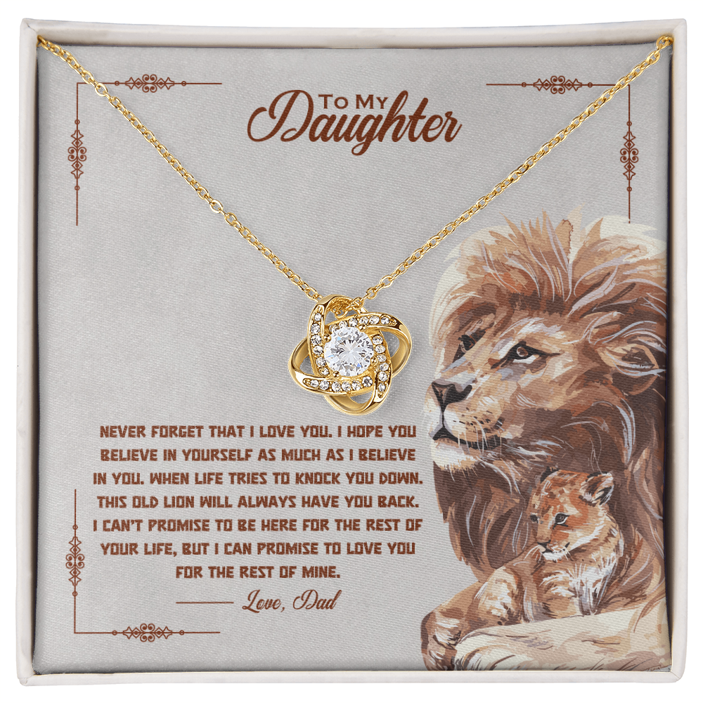 To My Daughter - Old Lion Love Knot Necklace - Gift from Dad
