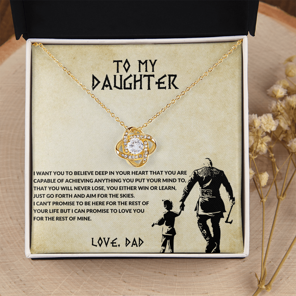 To My Daughter - Win or Learn Viking Dad Love Knot Necklace - Gift from Dad