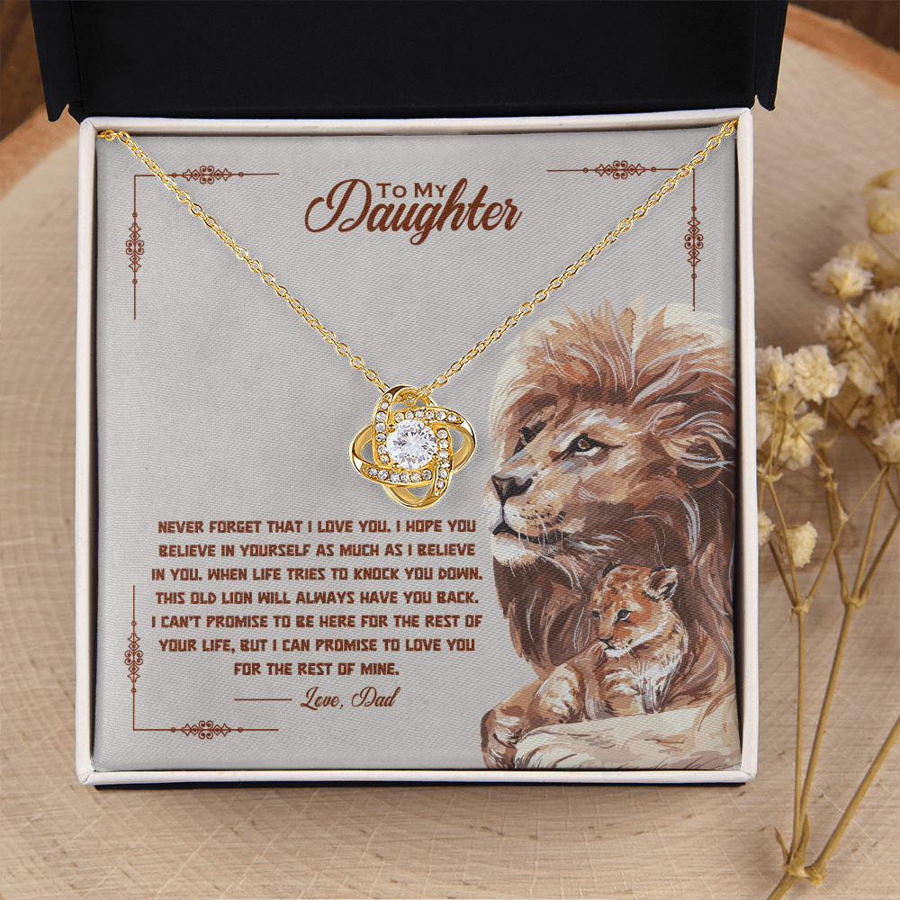 To My Daughter - Old Lion Love Knot Necklace - Gift from Dad