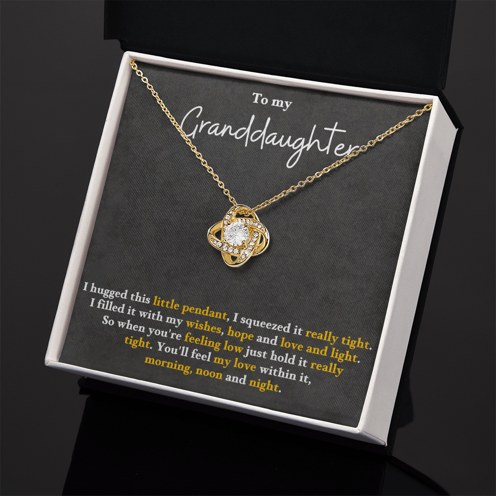 To My Granddaughter - Feel My Love Love Knot Necklace - Gift from Grandparent