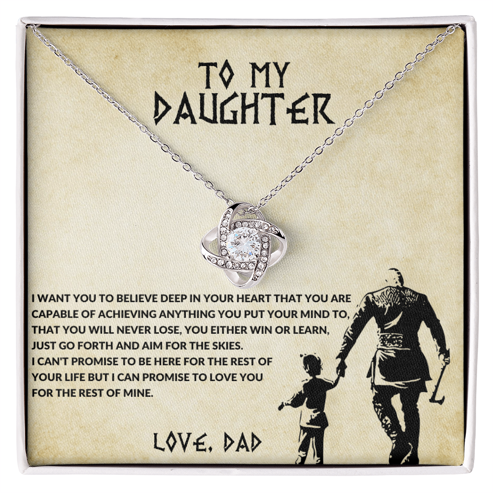To My Daughter - Win or Learn Viking Dad Love Knot Necklace - Gift from Dad