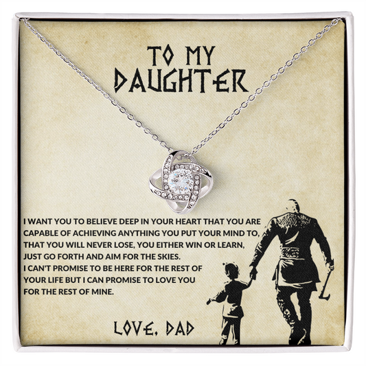 To My Daughter - Win or Learn Viking Dad Love Knot Necklace - Gift from Dad