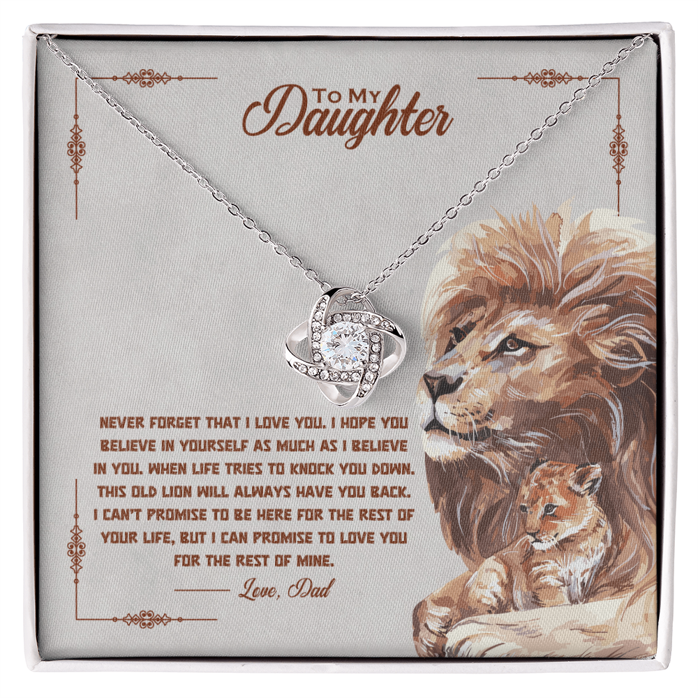 To My Daughter - Old Lion Love Knot Necklace - Gift from Dad