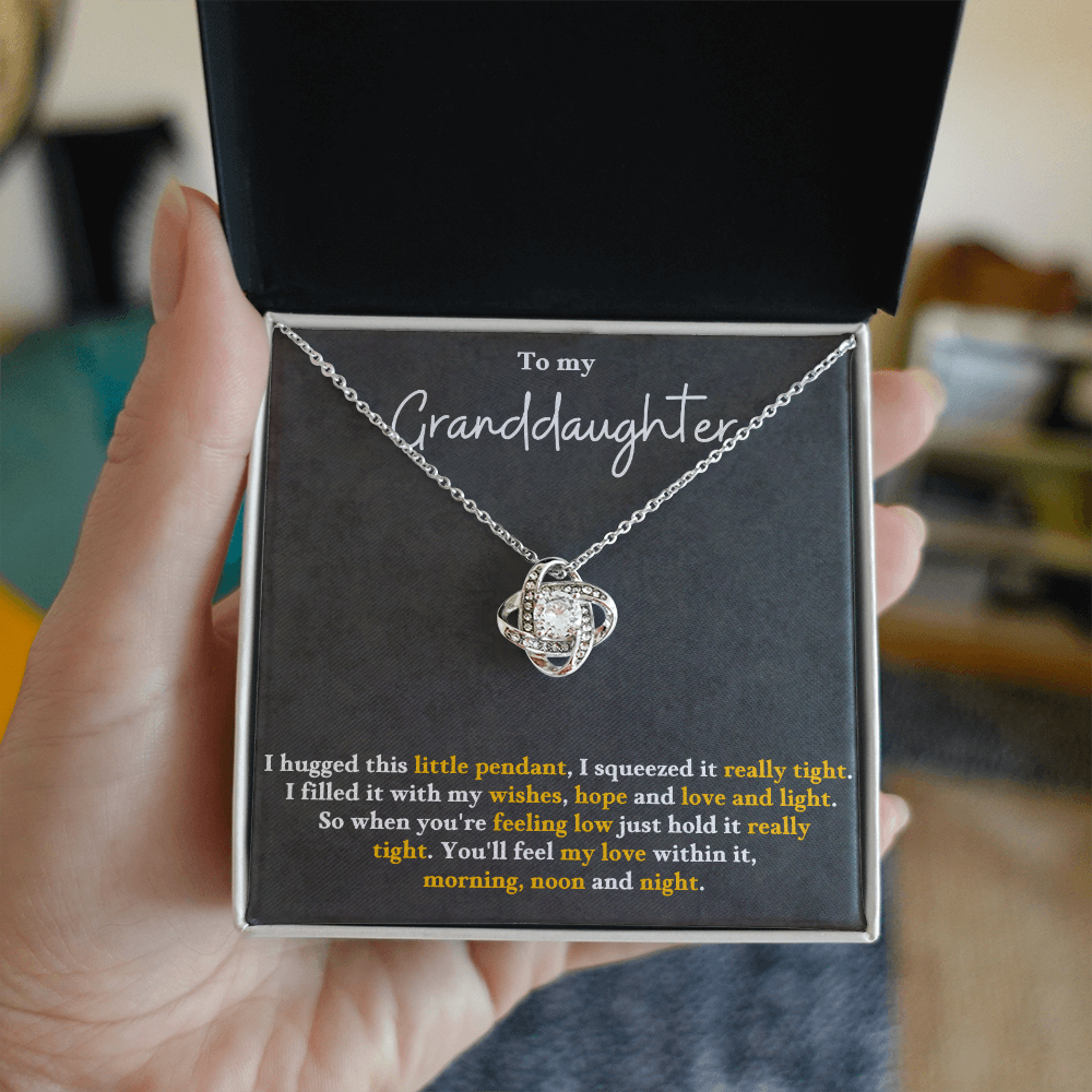 To My Granddaughter - Feel My Love Love Knot Necklace - Gift from Grandparent