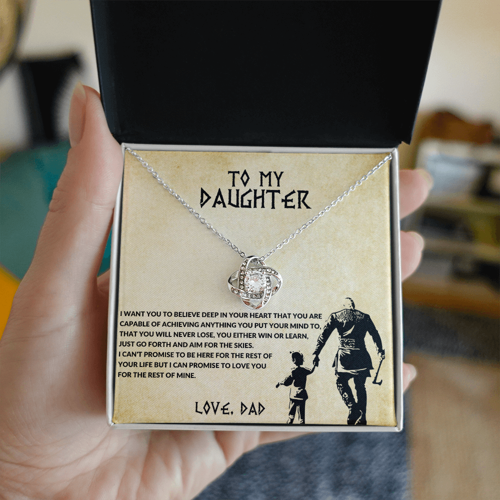 To My Daughter - Win or Learn Viking Dad Love Knot Necklace - Gift from Dad