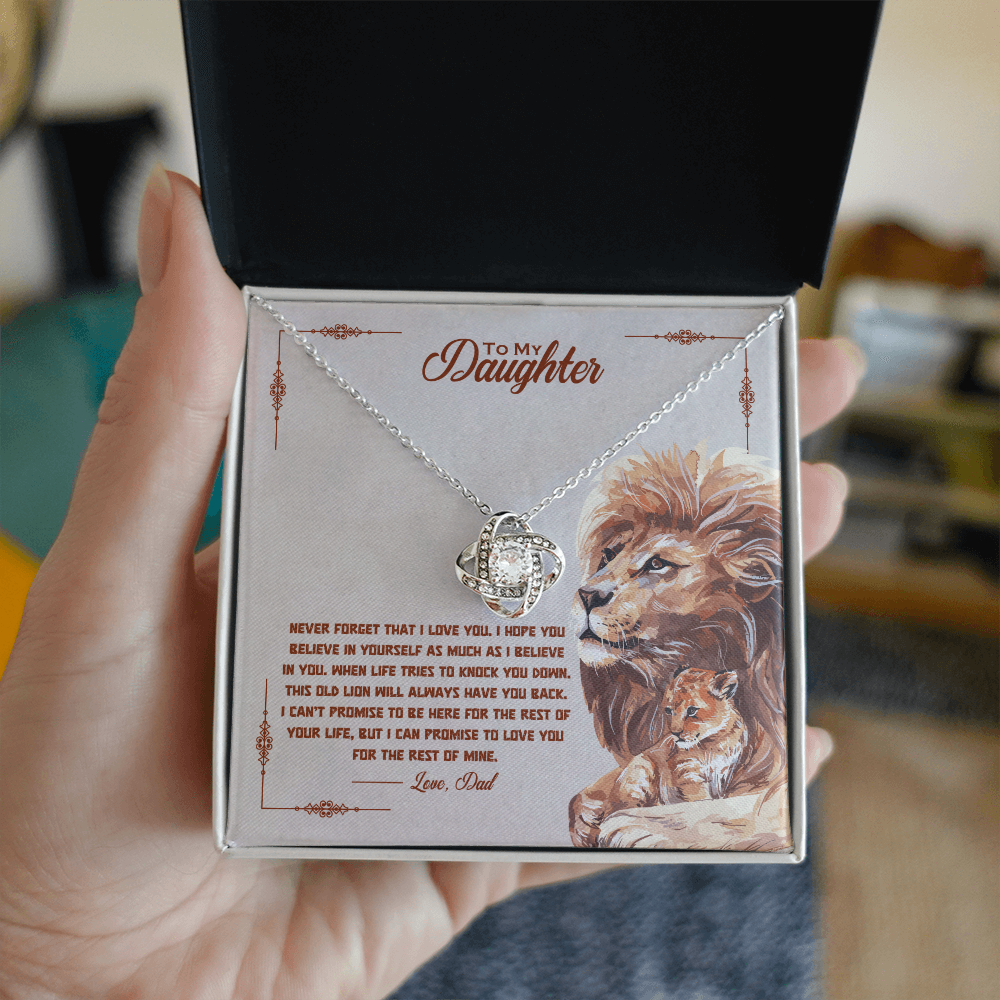 To My Daughter - Old Lion Love Knot Necklace - Gift from Dad