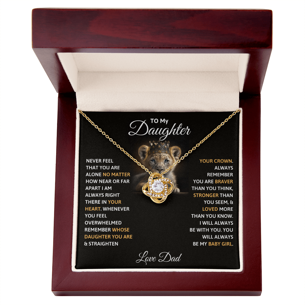 To My Daughter - Straighten Your Crown Love Knot Necklace  Gift from Dad