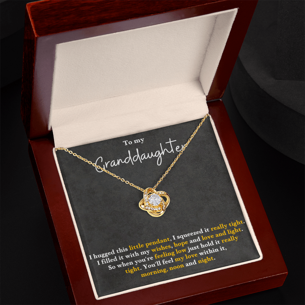 To My Granddaughter - Feel My Love Love Knot Necklace - Gift from Grandparent