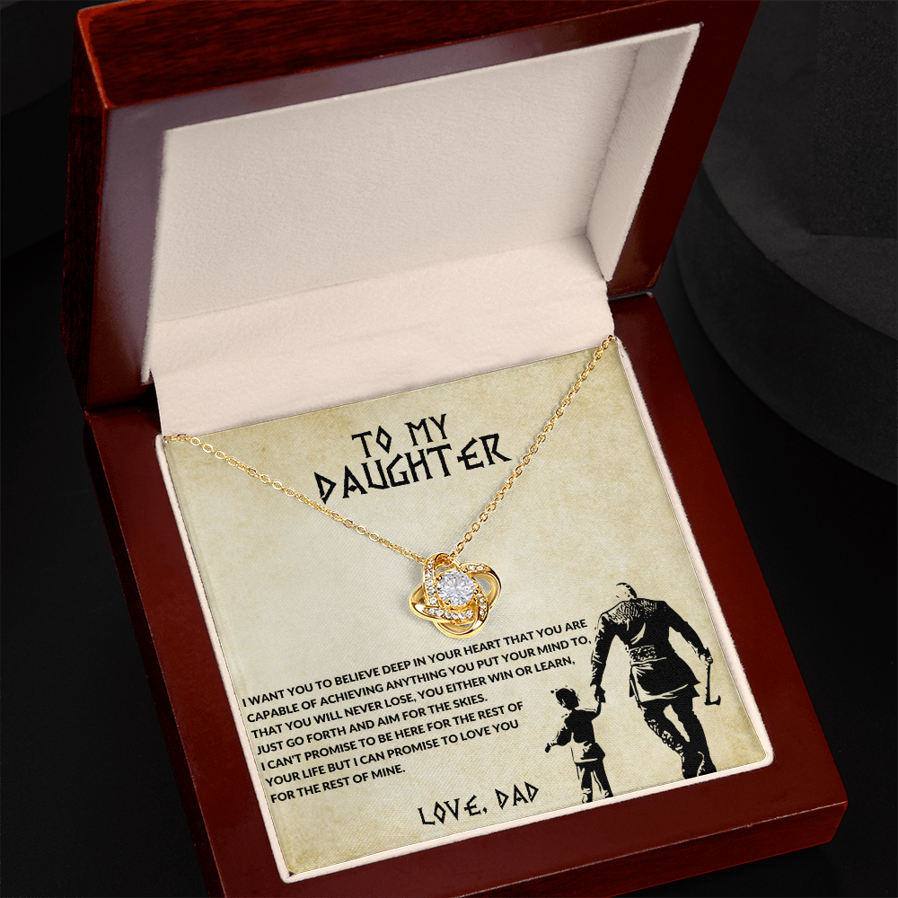 To My Daughter - Win or Learn Viking Dad Love Knot Necklace - Gift from Dad