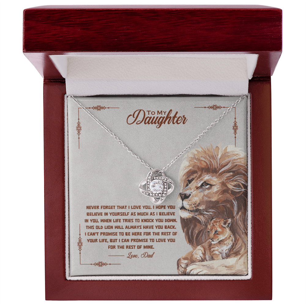 To My Daughter - Old Lion Love Knot Necklace - Gift from Dad