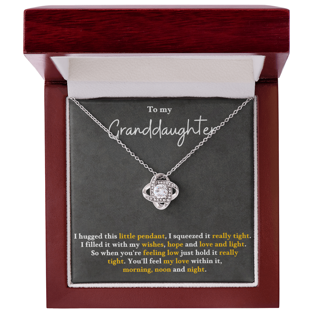 To My Granddaughter - Feel My Love Love Knot Necklace - Gift from Grandparent