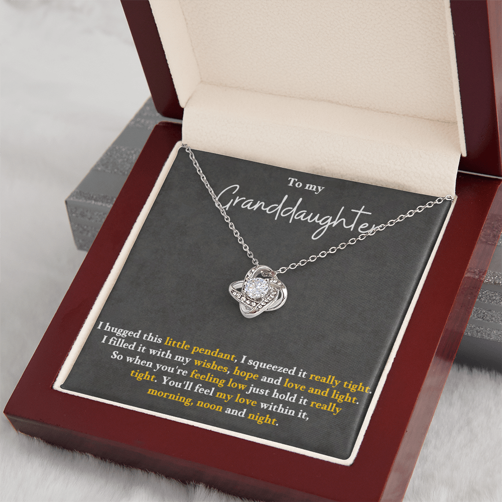 To My Granddaughter - Feel My Love Love Knot Necklace - Gift from Grandparent