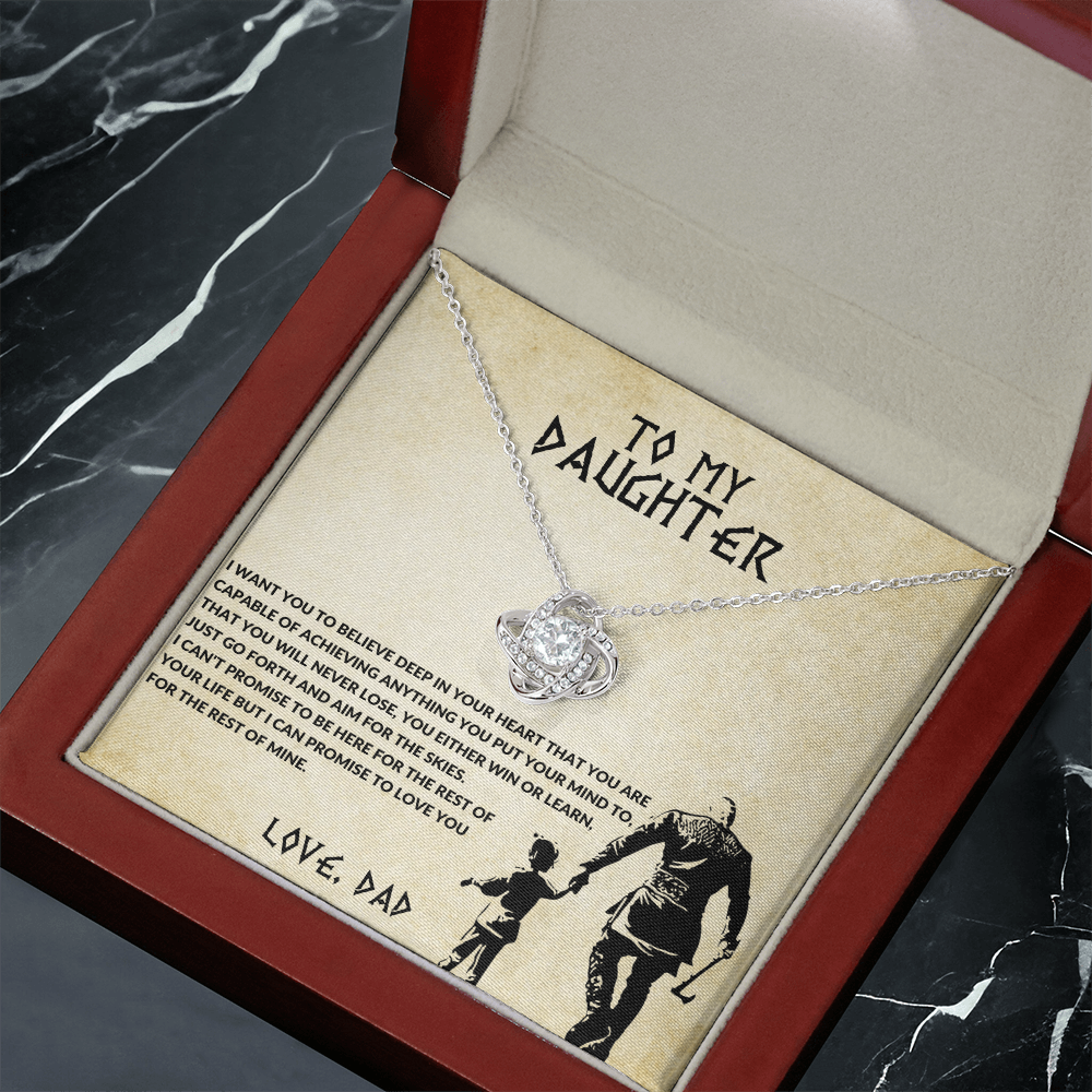 To My Daughter - Win or Learn Viking Dad Love Knot Necklace - Gift from Dad