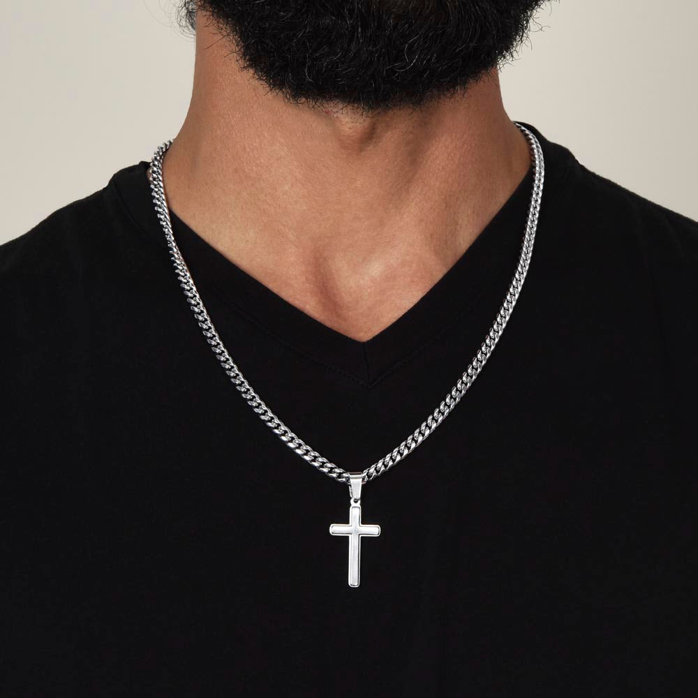 To My Dad - I Love You Artisan Cross Necklace -  Gift from Son